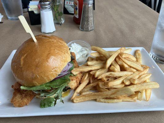 Fried flounder sandwich