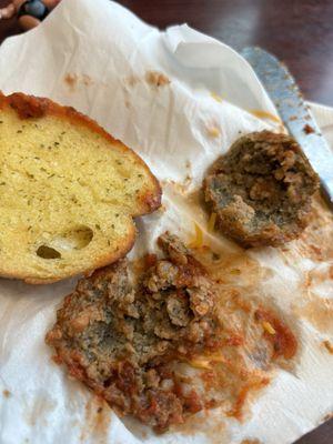 Overcooked meatball "shells." They were like leather.