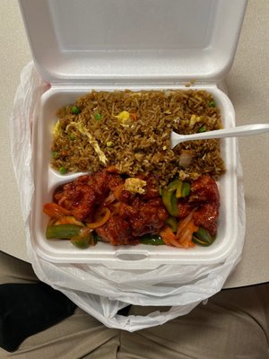 Schezuan Chicken and Fried Rice