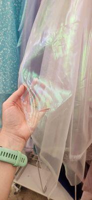 Fabric, pearlized sheer white