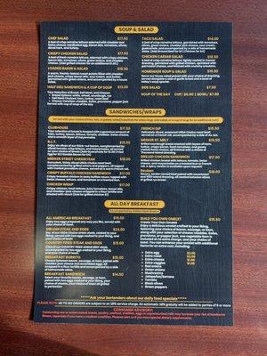 New menu