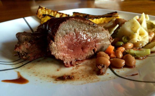 One of our most popular dishes is roasted beef tenderloin!