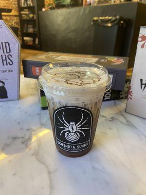 Gordy's Revenge: Nutella cold brew, banana cream, & a dark chocolate swirl