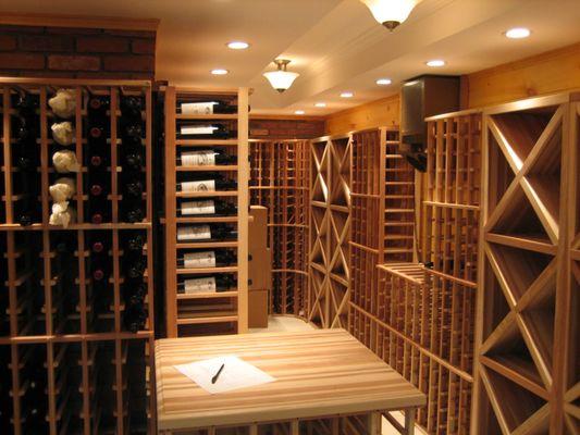 Dover MA, 1000 Bottle wine cellar room.