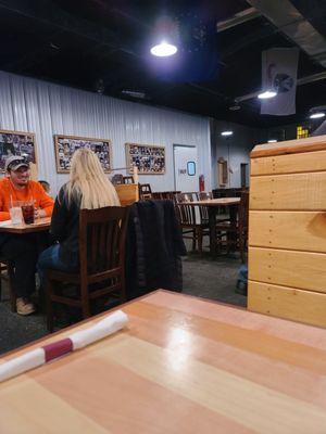 Inside the restaurant, waiting for our food.