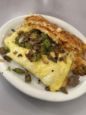 philly steak omelette