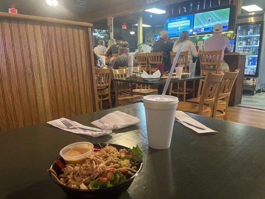 Southwest Salad and sports bar area