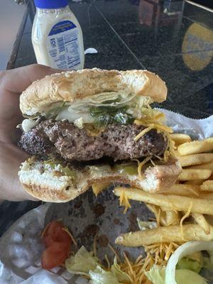 A "medium" cooked burger