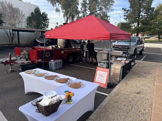 Set up from Cheezy's Brick oven pizza