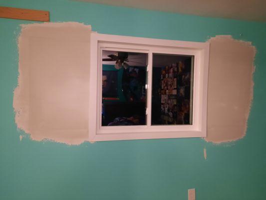 The inside of the window they resized. The aluminum windowsill is so easy to clean and the soundproofing is stellar!