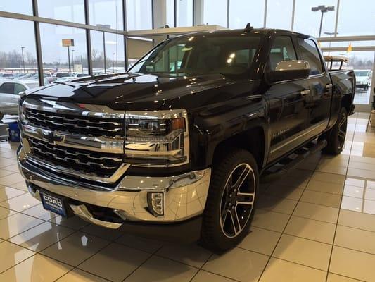 One of the trucks featured in our showroom.  This is a 2016 Chevrolet Silverado 1500 LTZ.  It's sharp!