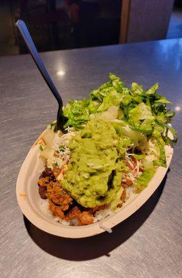 Chicken Al Pastor add cheese & Guac.