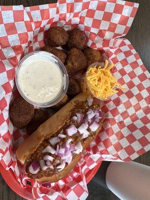 Chili Dog Special with Fried Mushrooms