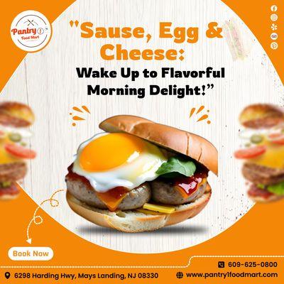 Rise and Shine with Flavorful Morning Delights - Sausage, Egg & Cheese! 
 
 
  #BreakfastDelights #SausageEggCheese #MorningFlavors