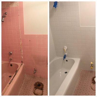 Before and After - We used Aarco Baths for our bathroom remodeling project.