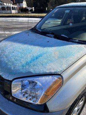 Left over ice after a hot car wash? The soap is still on the car!