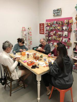 Crafters at our monthly Last Friday Crafting Fun event.