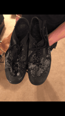 another moldy pair of shoes that were stored under our bed