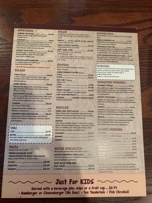 Gluten Free Menu