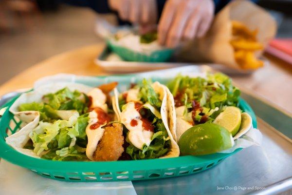 Shrimp, fish, and tofu taco