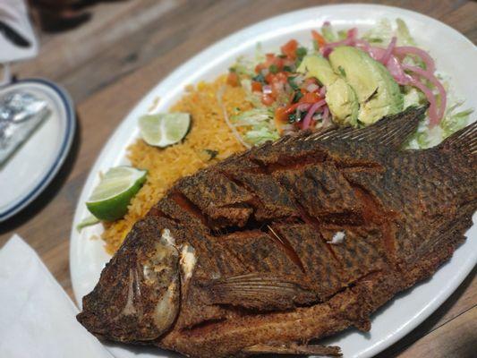 Mojarra Frita and rice