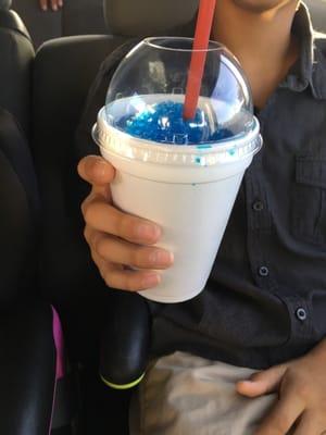 This is gum raspado... It started out filled to the top... I didnt catch the pic in time oops Its a small...