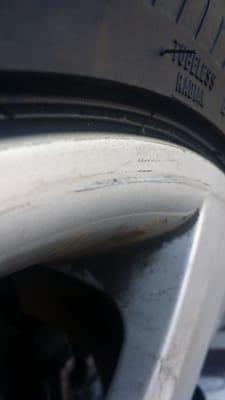 radial scratch made by during Costco tire replacement