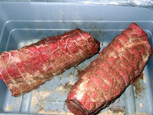 Beef roast, ready to cook. These are destined for the service deli.