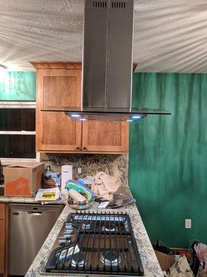 Cooktop and island hood