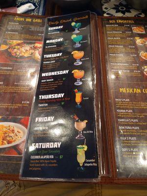 Daily drink specials