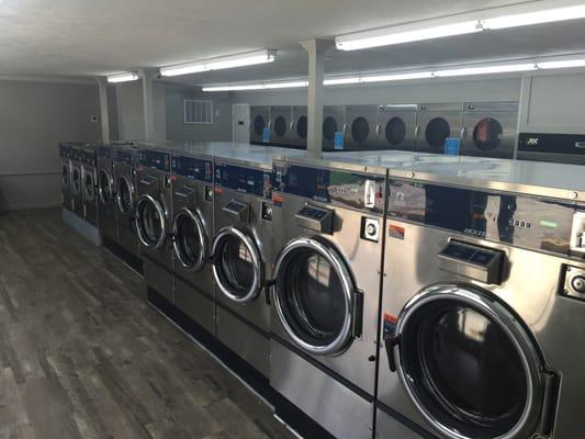 It's like Battleship Row here at Laundry World - Westlake. 60, 40 and 30 Pound Express Washers!