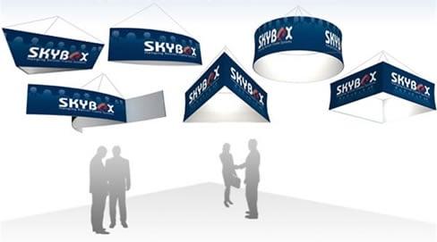 We offer a full line of hanging displays that are designed to get your message up in the air.