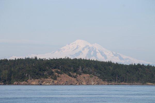 Beautiful views of Mt. Baker on the way to the island.