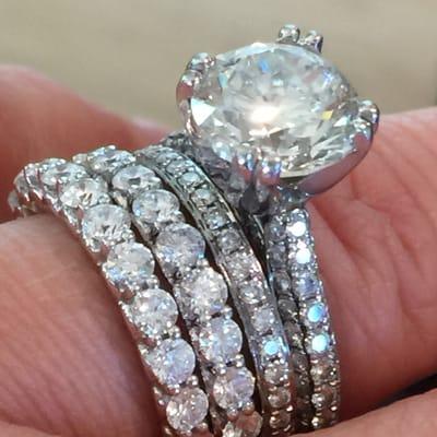 My 3.50 ct cntr stone fr Jared, pd over $40K for stone and setting, paired w/Costco diamonds (2 round matching bands $790 ea) Costco wins