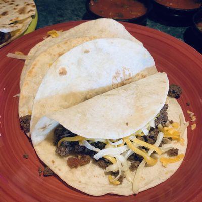 Soft tacos-only beef and cheese