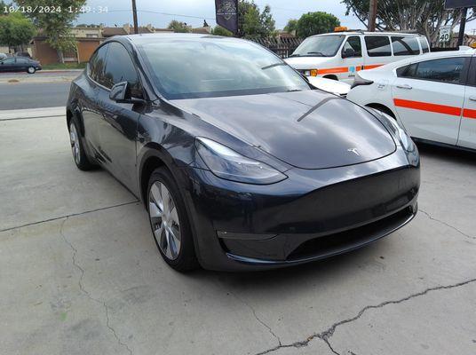 23 Model y front damage after