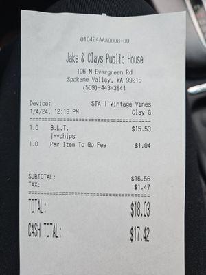 Receipt for my BLT