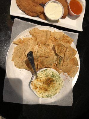 Crab dip with tortilla chips