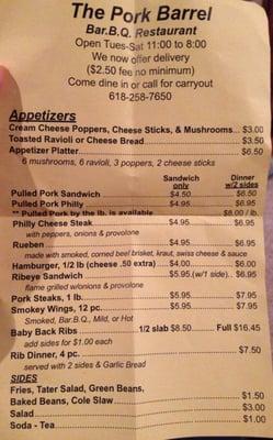 Menu and prices as of 5/2/2014