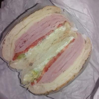 Ham, swiss, lettuce, tomato, red onion, SP mayo was bangin