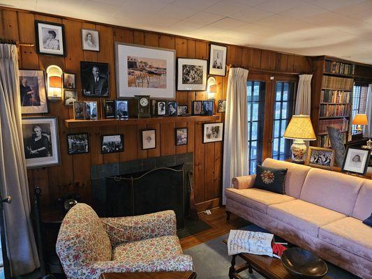 Photos of family and many famous friends in Eleanor's living room