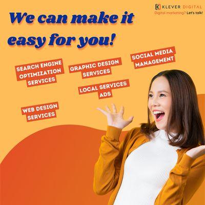 We got everything you need! 

You're not doing business when you're not doing it with Digital Marketing, and we got all that covered.