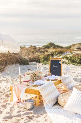 Our engagement with Pillows + Picnics setup.