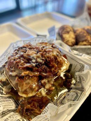 Maple glaze and bacon cinna bread