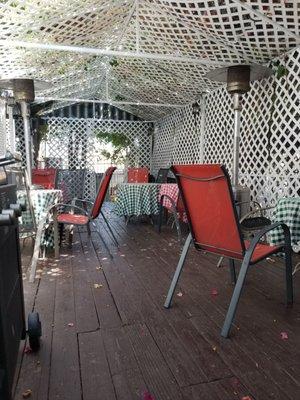 Outdoor seating in disarray