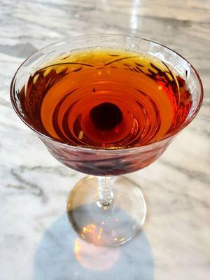 Brooklyn Cocktail - Russell's reserve rye, china-china amer, dry vermouth, maraschino liquer. Tastes like a perfect Manhattan. Yummy!!