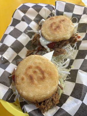 Arepas with shredded beef