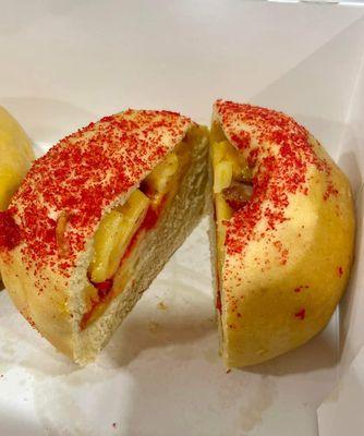 Flaming Hot Cheetos Mac & Cheese Kolache