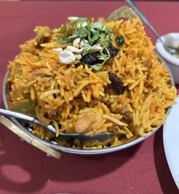 Chicken Biryani - big portion mildly flavored but still fresh and tasty. I give it a 5-6 out of 10.  The dish needed more herbs and spices.