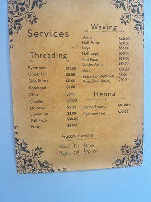 Price list